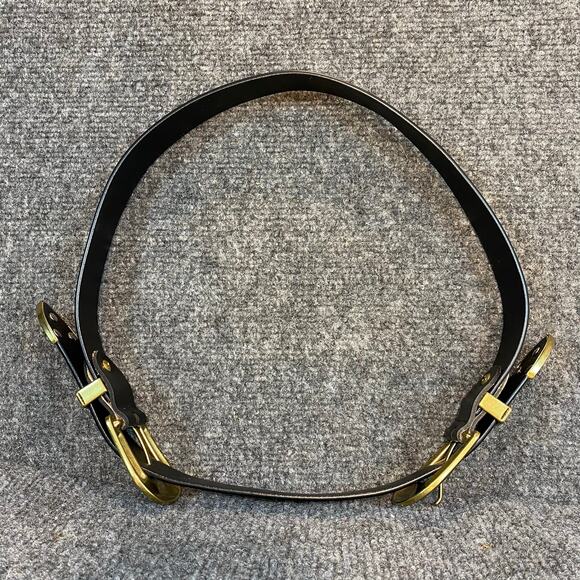 Western Double Buckle Belt Black Leather Engraved Gold Hardware main image 8
